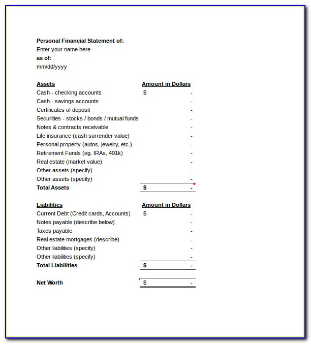 Personal Income Statement Template Excel Free