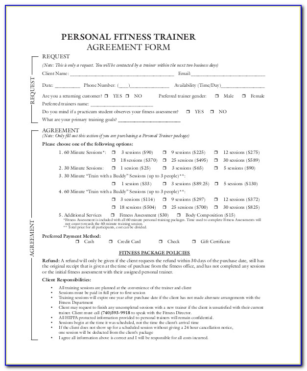 Personal Trainer Client Assessment Form