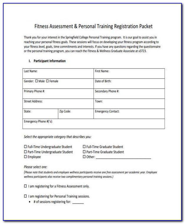 Personal Training Assessment Forms