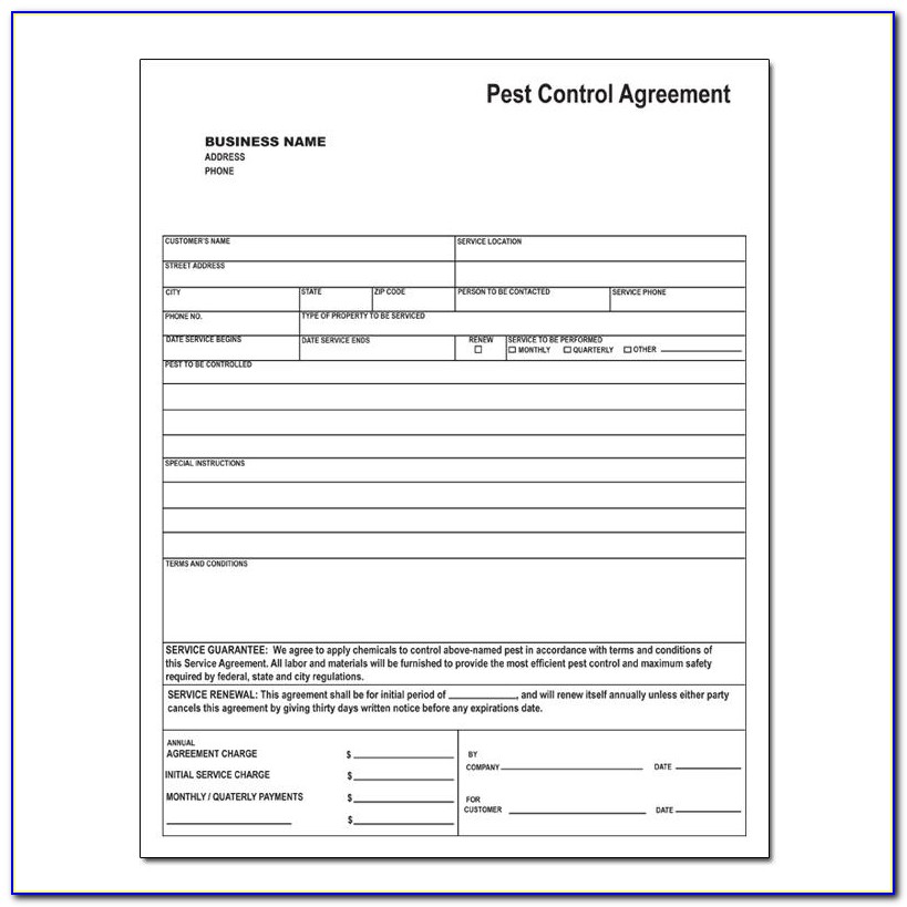 Pest Control Contract Forms