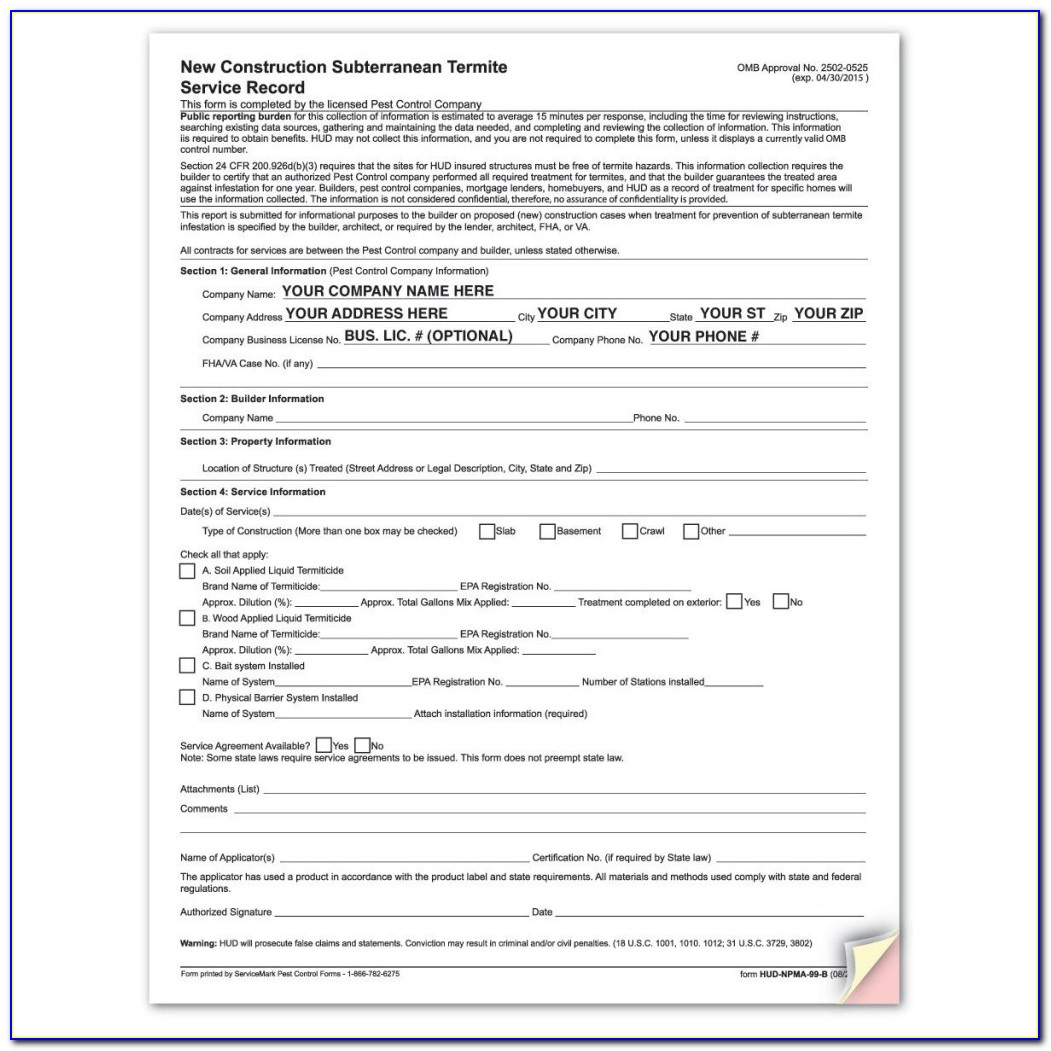 Pest Control Contract Sample