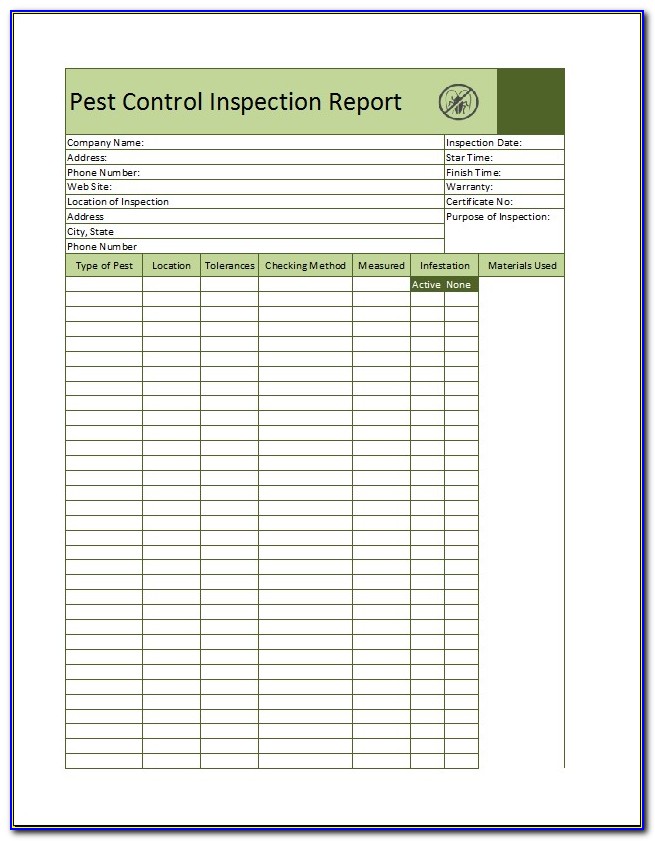 Pest Control Inspection Report Format