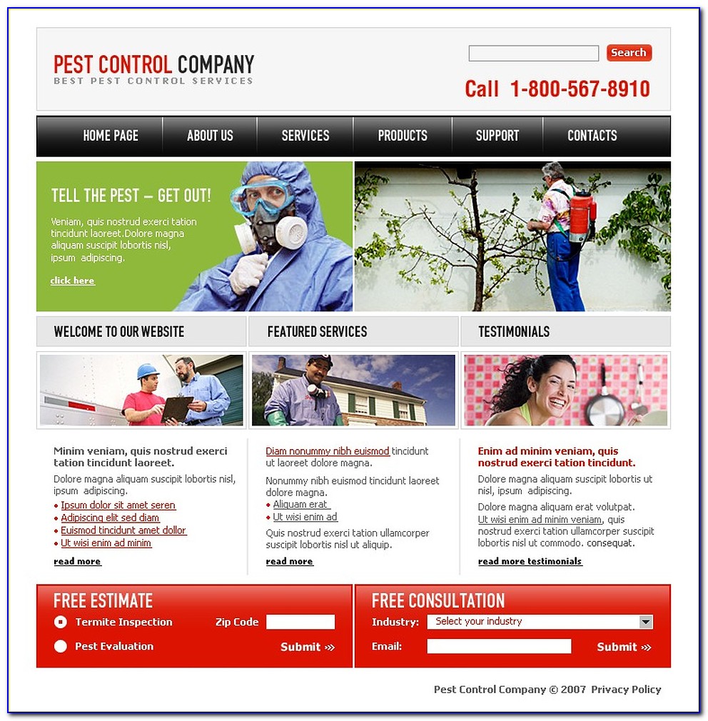 Pest Control Responsive Website Template Free