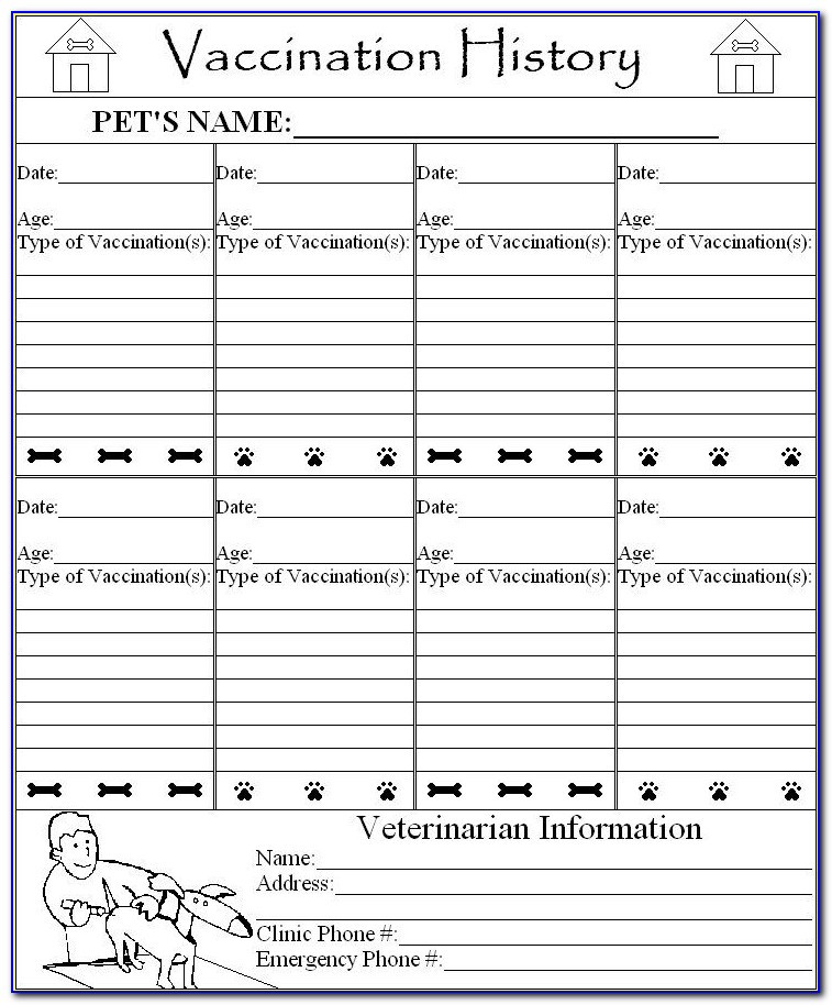 Pet Vaccination Record Printable