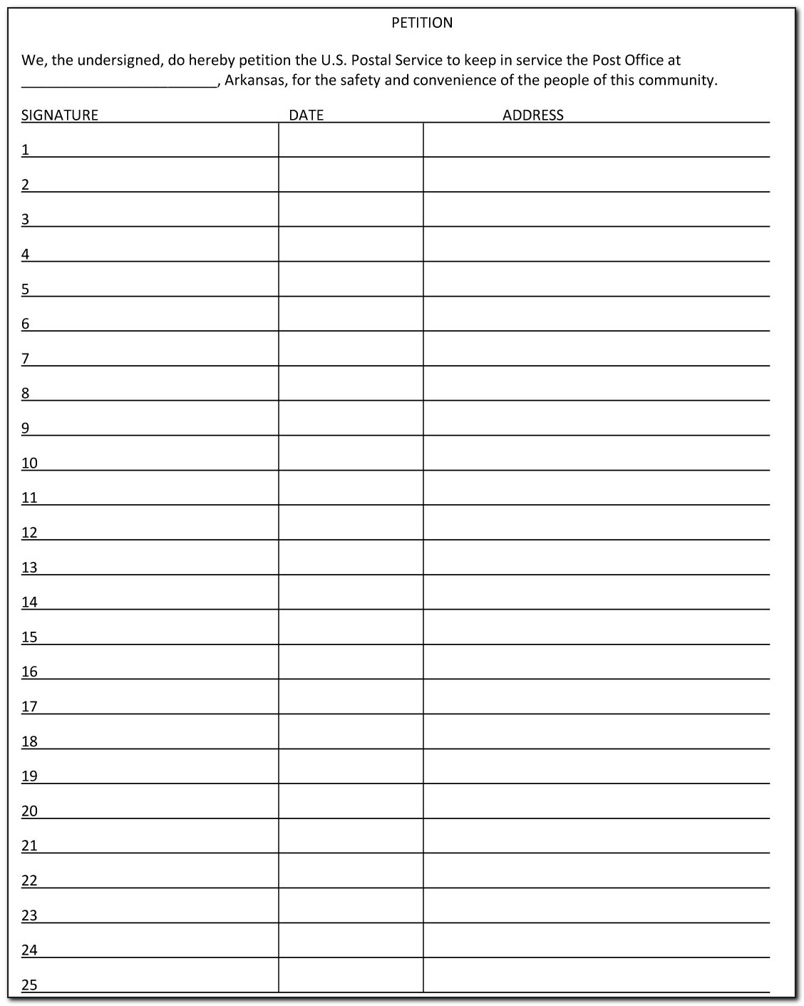 Petition Form Template Pdf