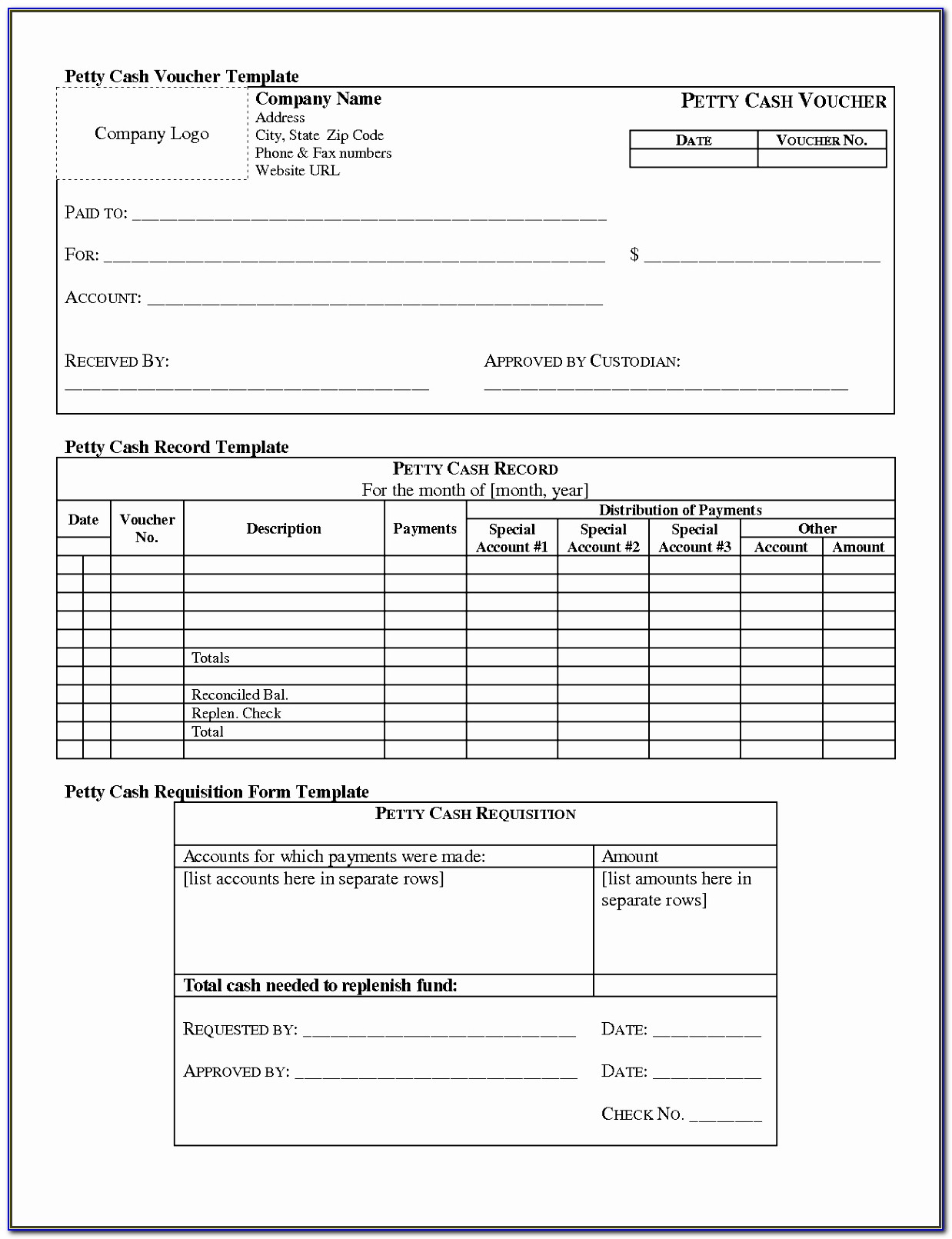 Petty Cash Reconciliation Form Excel