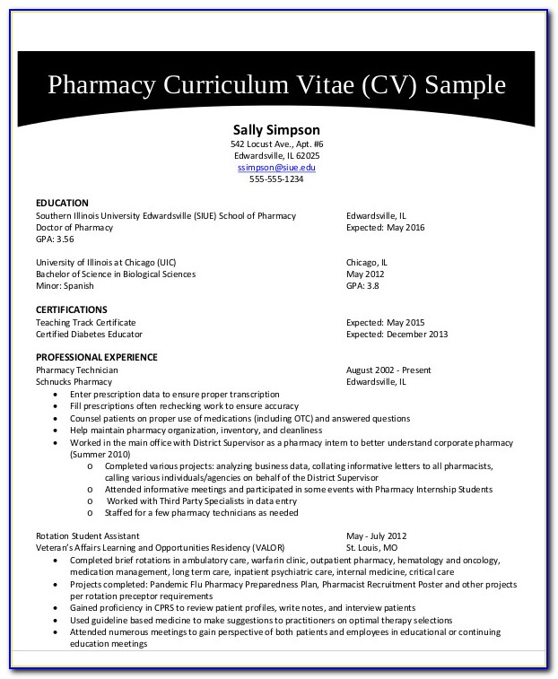 Pharmacy Manager Resume Template