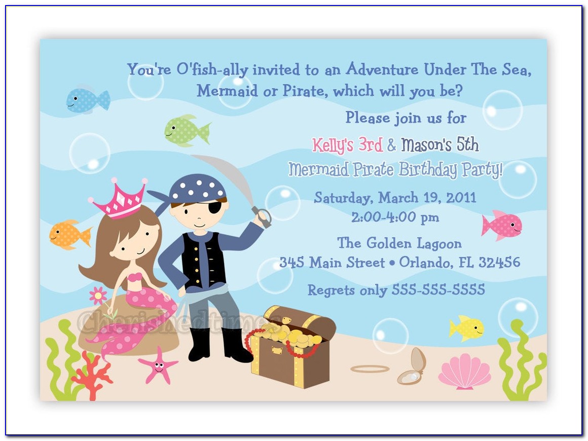 Pirate And Mermaid Invitation Template