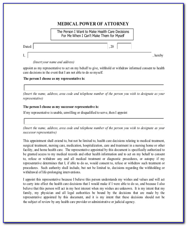 Power Of Attorney Form Indiana