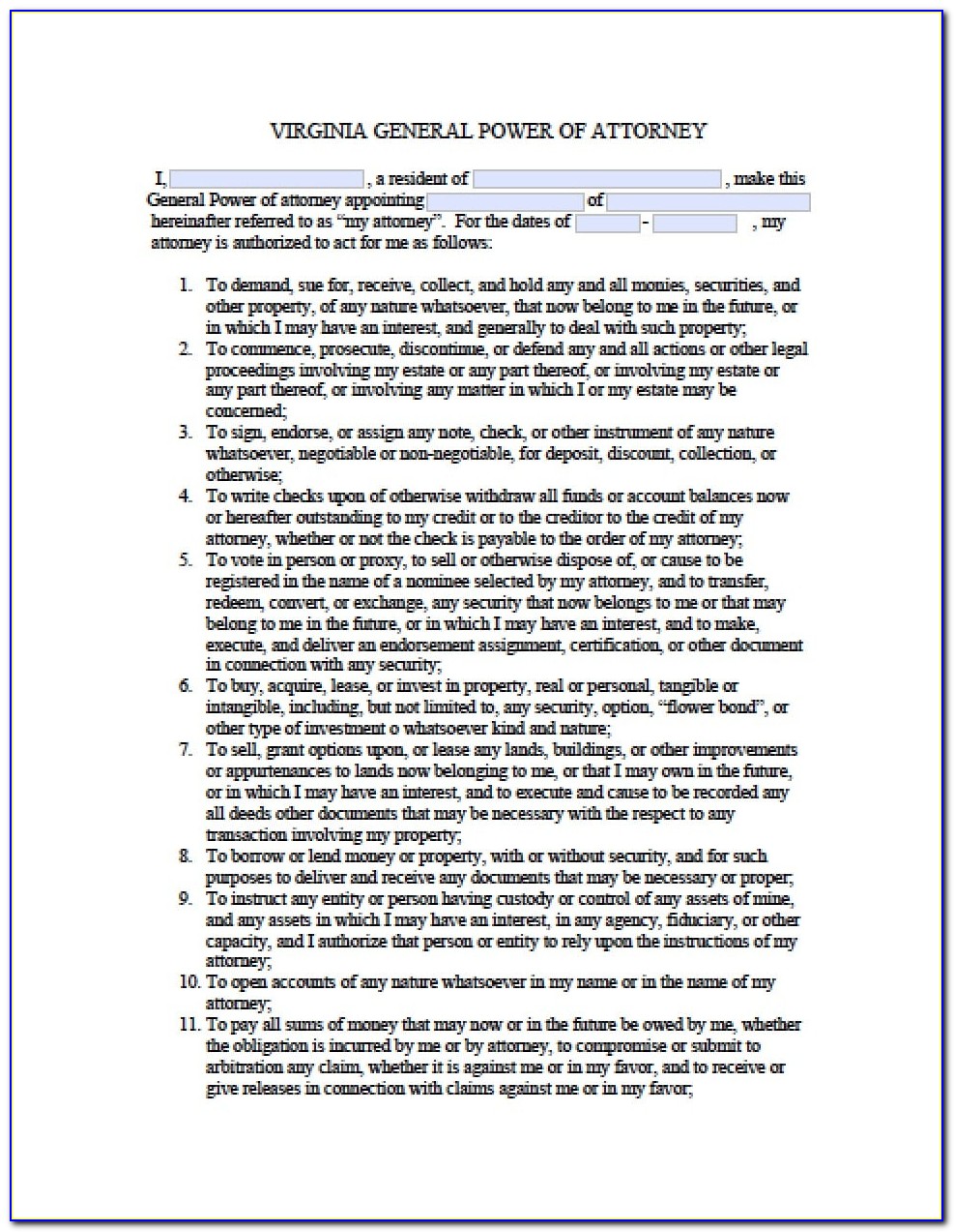 Power Of Attorney Forms Pdf