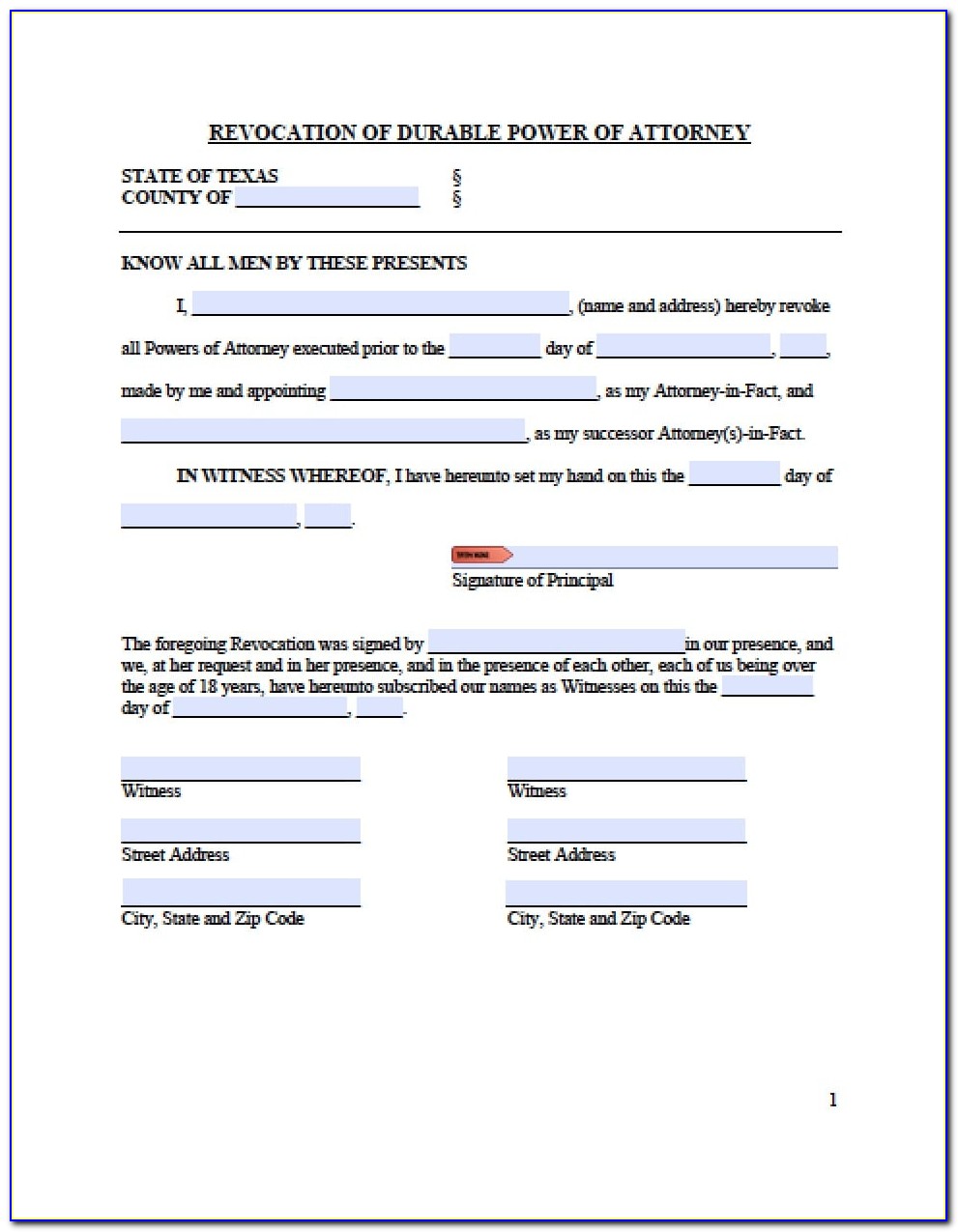 Power Of Attorney Template Word Document