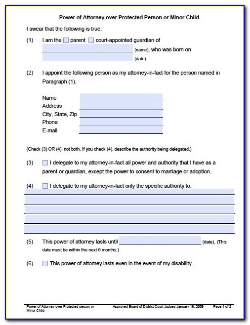 Printable Power Of Attorney Forms Texas