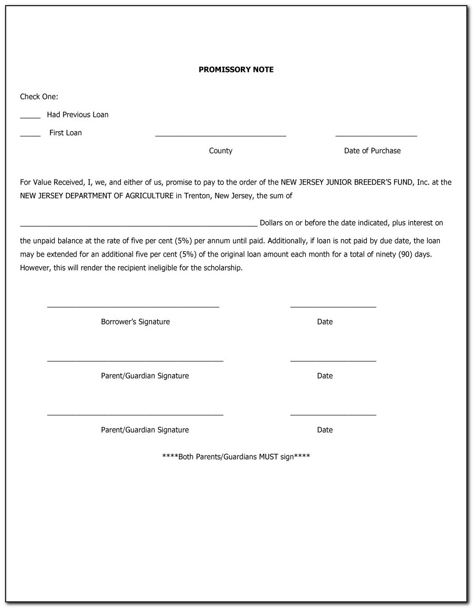 Simple Promissory Note Personal Loan Template