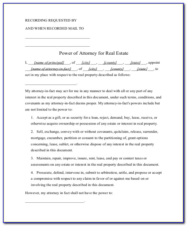 Special Power Of Attorney Word Document