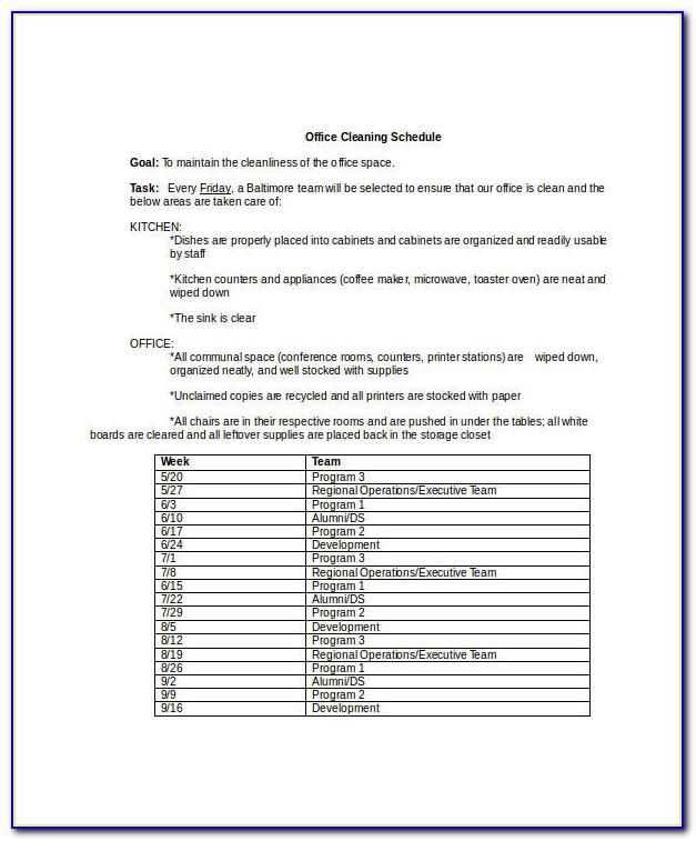 Weekly Office Cleaning Checklist Template Excel