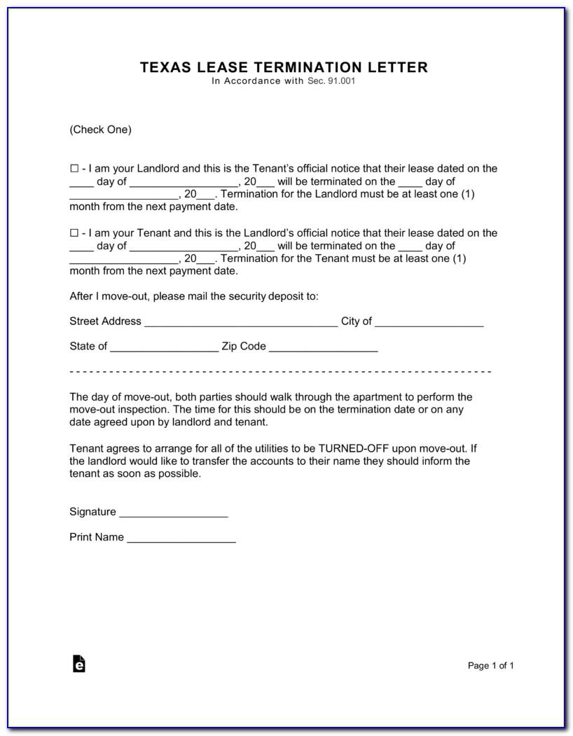 Texas Printable Tenant Day Notice To Vacate Template