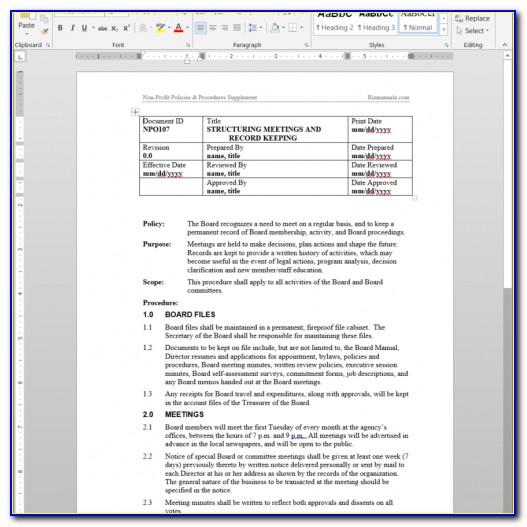 Accounting Policies And Procedures Manual Template Non Profit