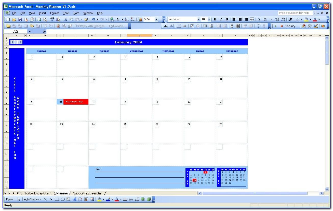 Calendar Agenda Template Excel