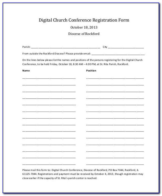 Church Conference Registration Form Template Word
