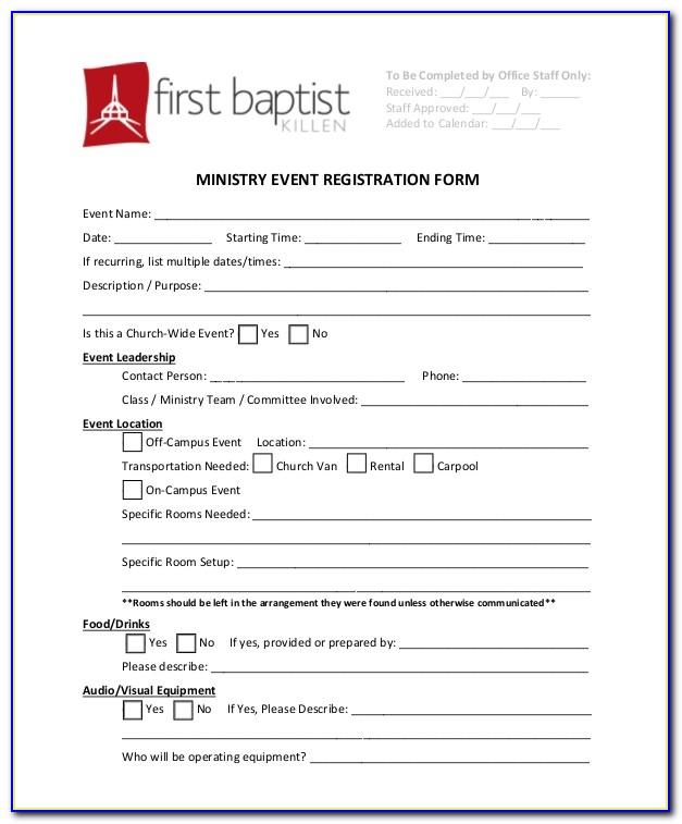 Church Registration Form Template Free