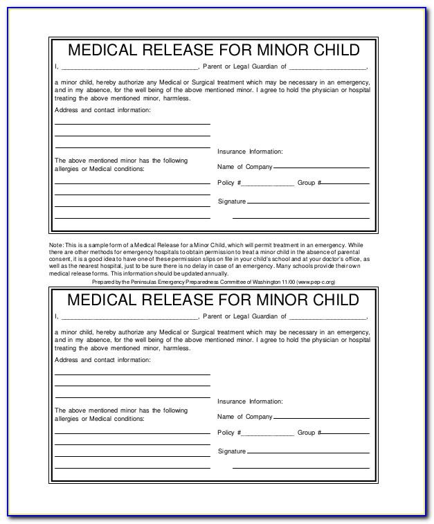Example Of Medical Release Form For Babysitter