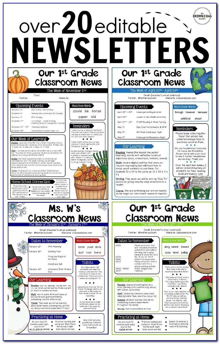 Free March Newsletter Templates For Teachers