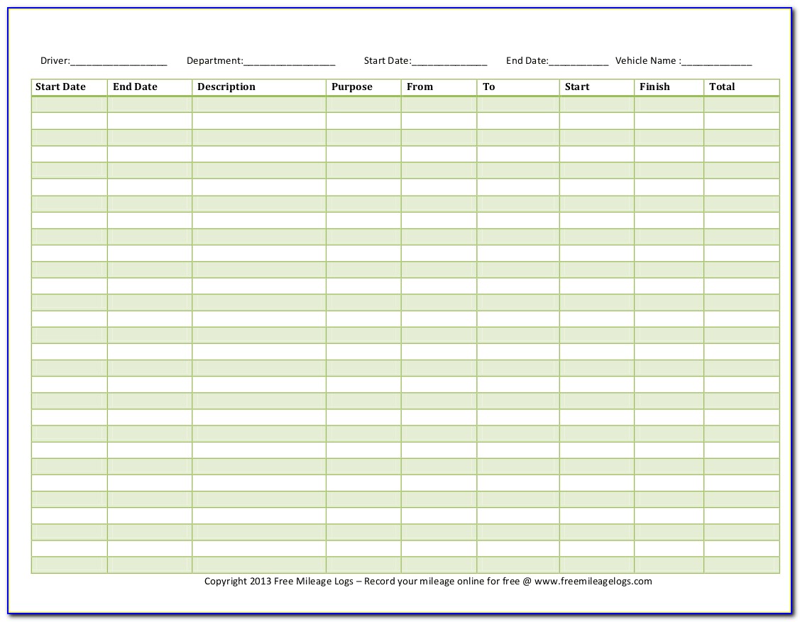 Free Mileage Log Sheet For Taxes