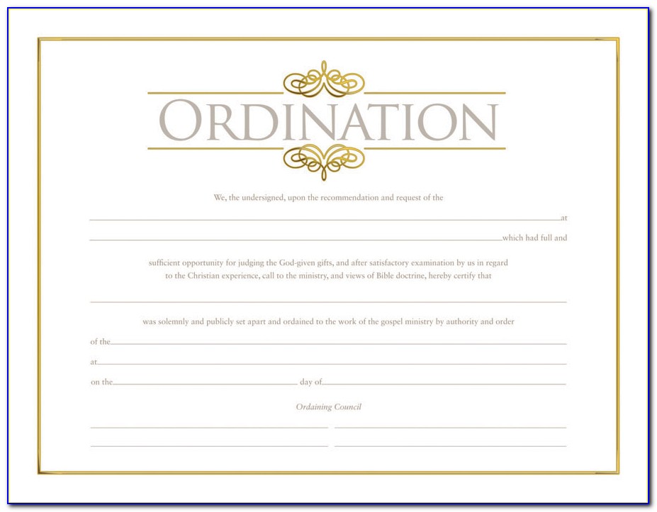 Free Minister Ordination Certificate Template