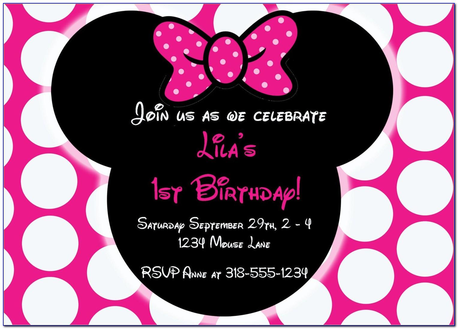 Free Minnie Mouse First Birthday Invitation Templates