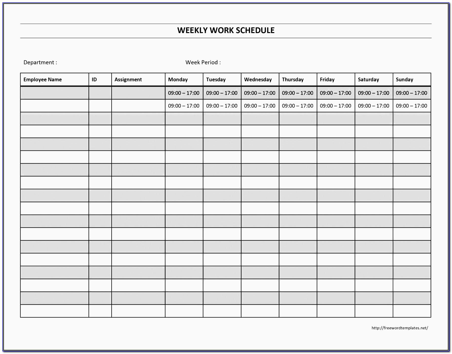 Free Monthly Employee Schedule Template Download