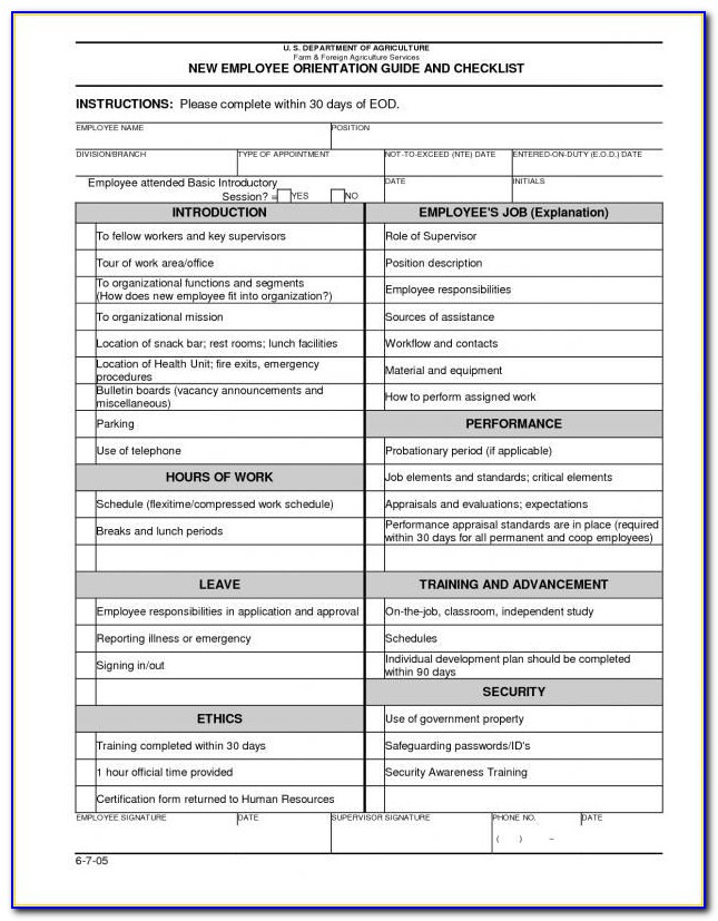 Free New Employee Orientation Checklist Templates