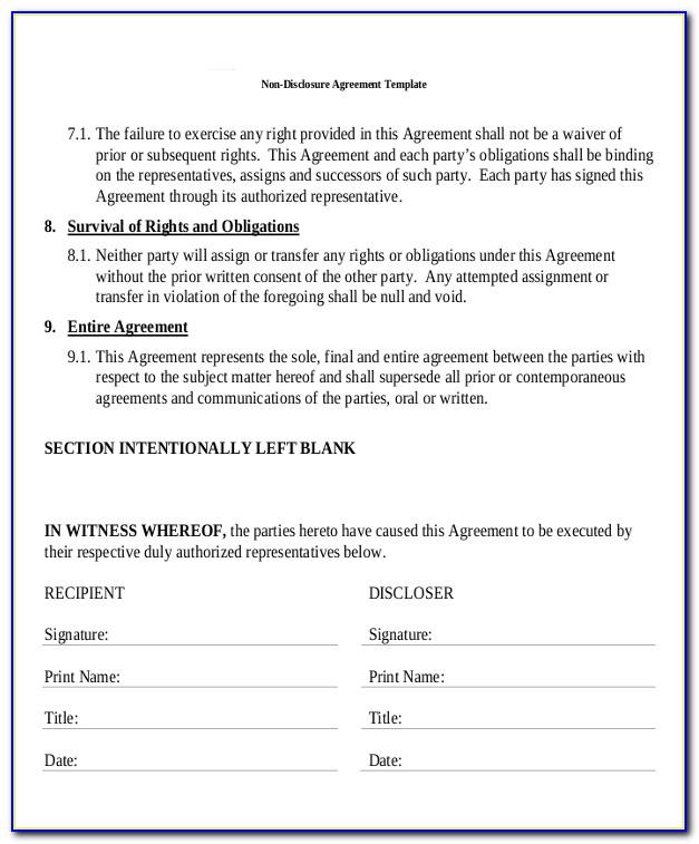 Free Non Disclosure Agreement Template Word South Africa