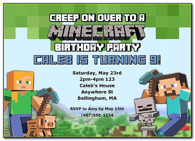 Free Printable Minecraft Birthday Invitations Templates