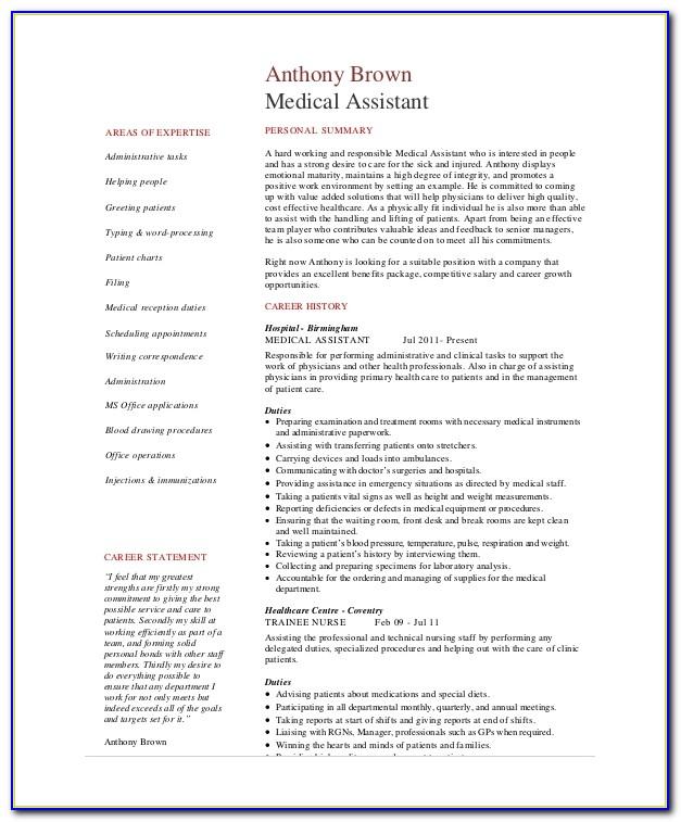 Medical Assistant Resume Examples No Experience