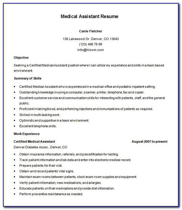 Medical Assistant Resume Templates Word