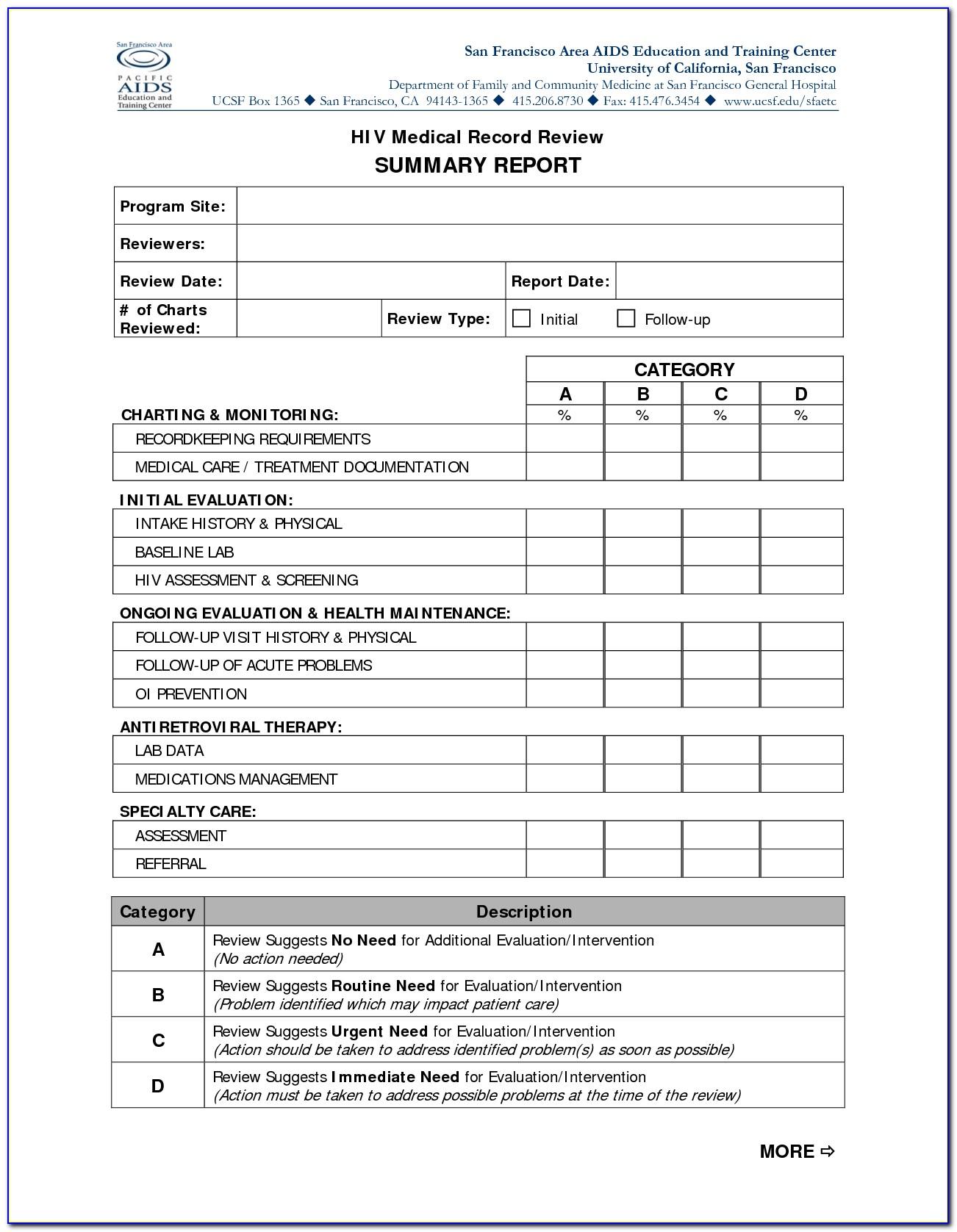 Medical Chart Peer Review Form