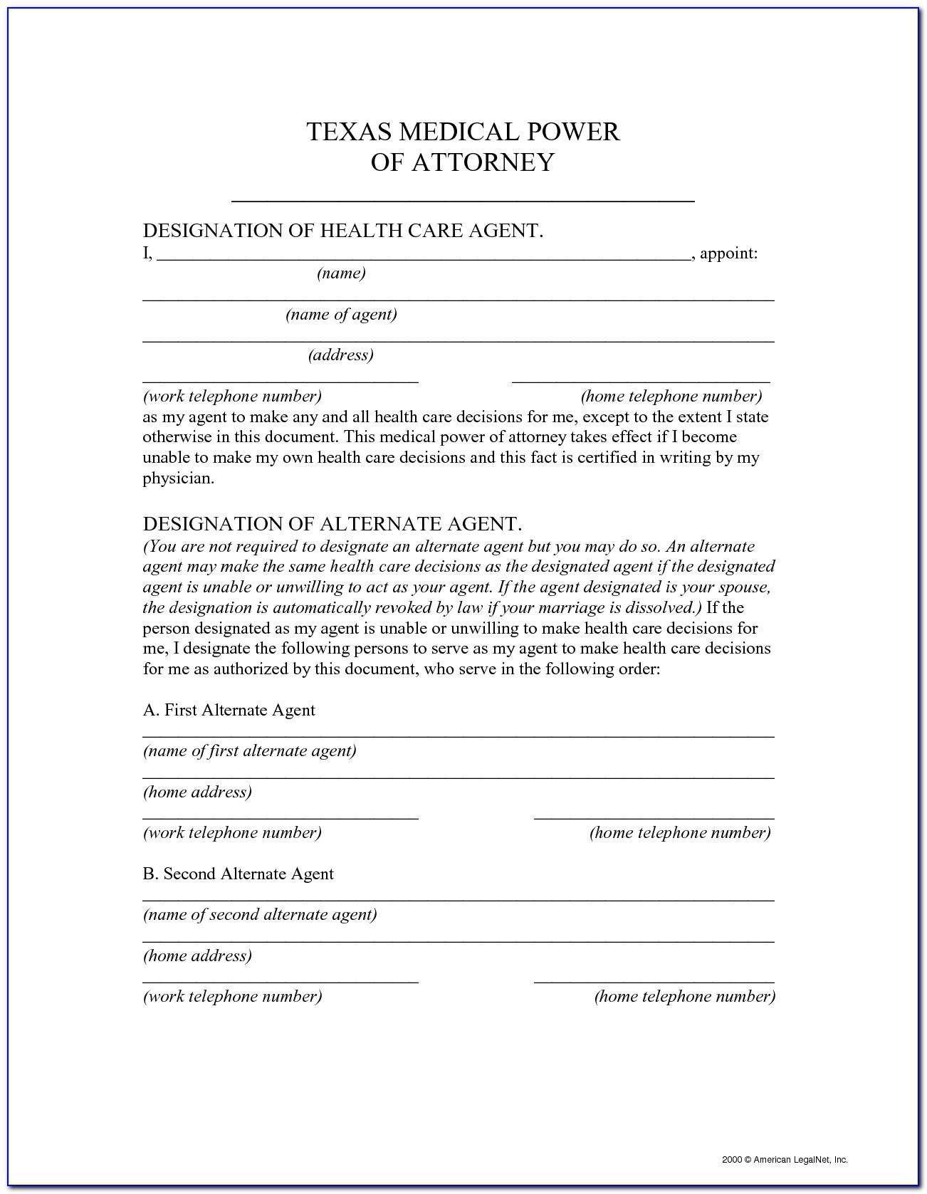 Medical Power Of Attorney Template Free
