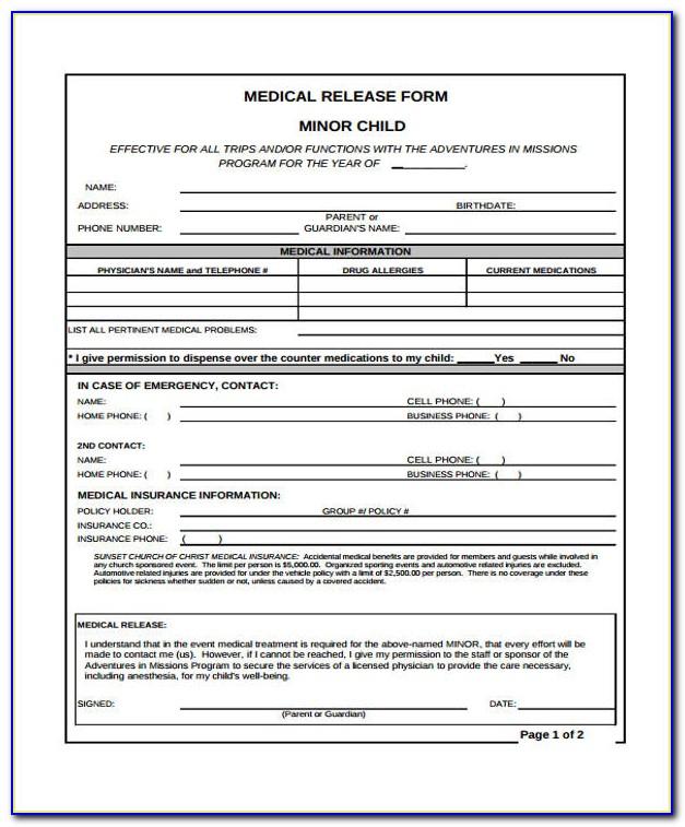 Medical Records Release Form Template Australia