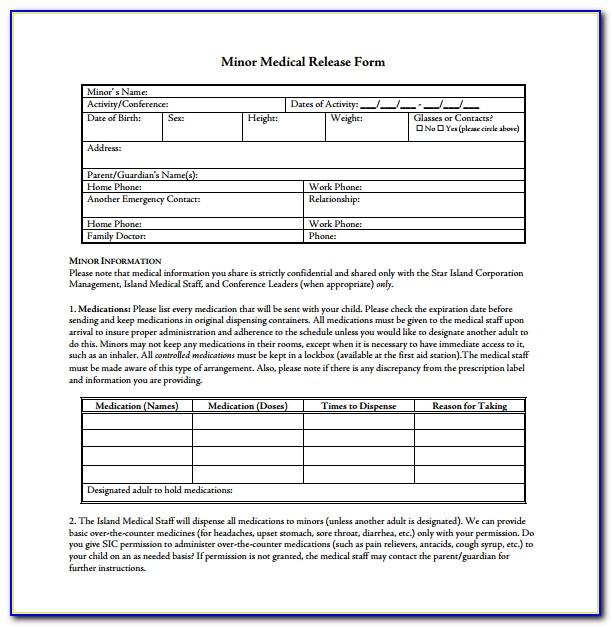 Medical Release Form Example
