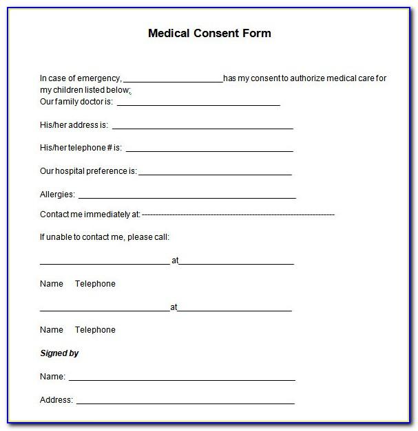 Medical Treatment Consent Form Sample