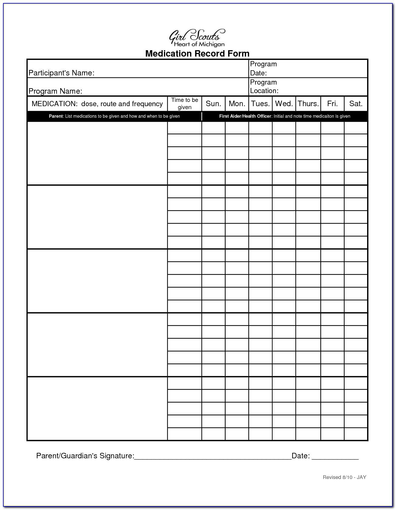 Medication Administration Record Template Pdf