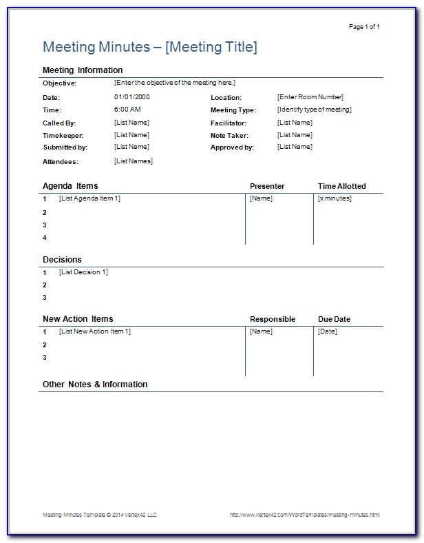 Meeting Minutes Example Doc