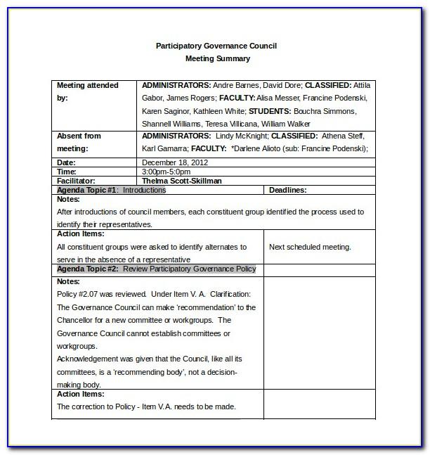 Meeting Minutes Template Doc