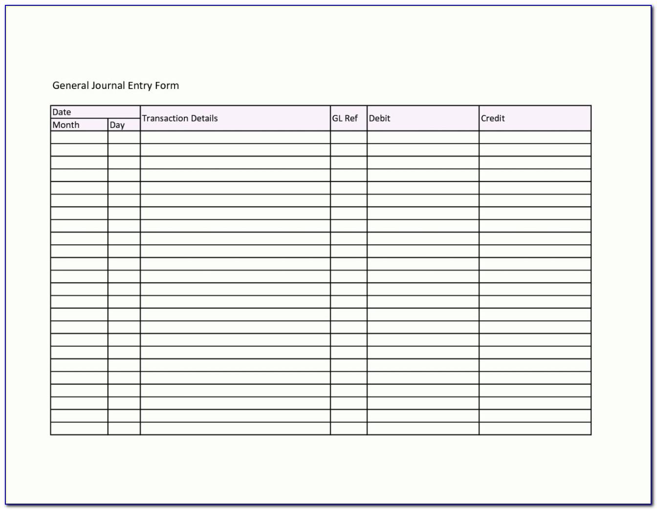 Microsoft Excel General Ledger Template