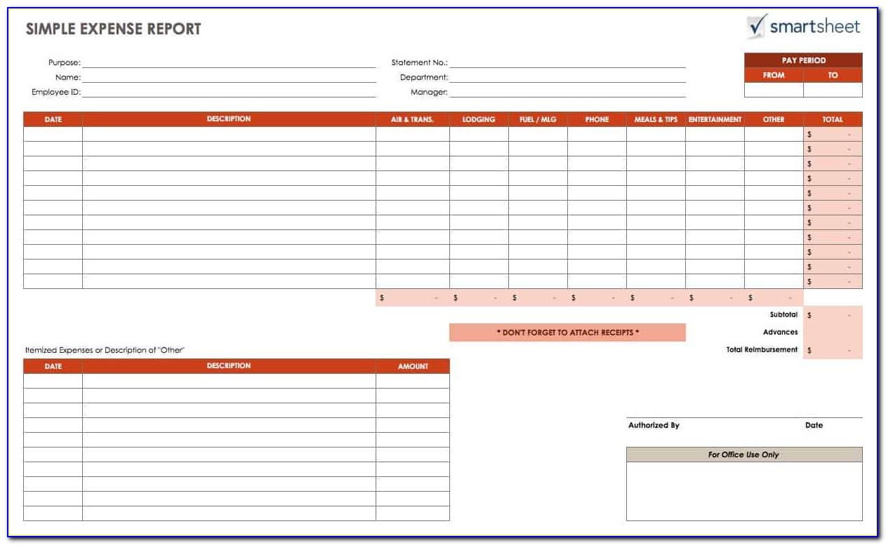 Microsoft Excel Travel Expense Report Template
