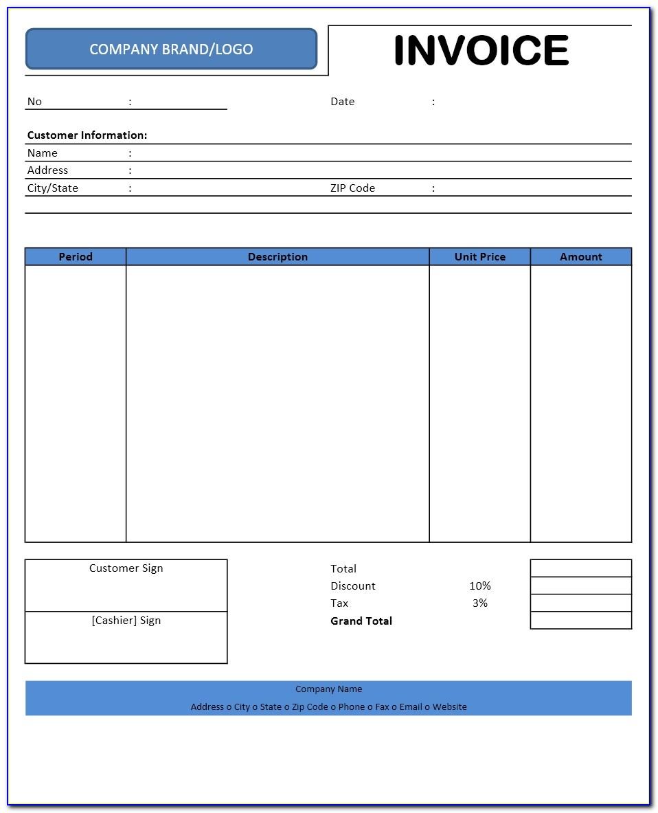 Excel 2013 Invoice Template