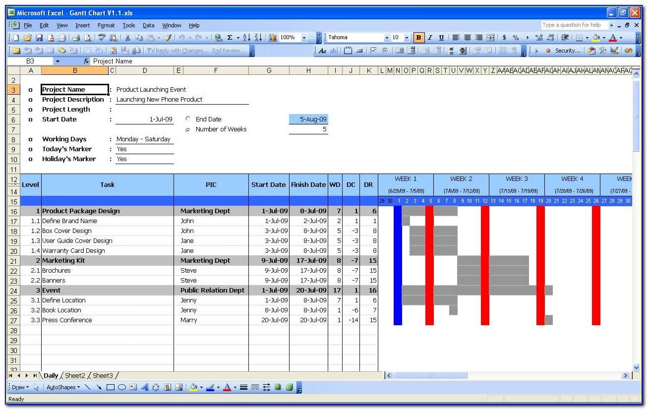 Microsoft Project Gantt Chart Template Excel
