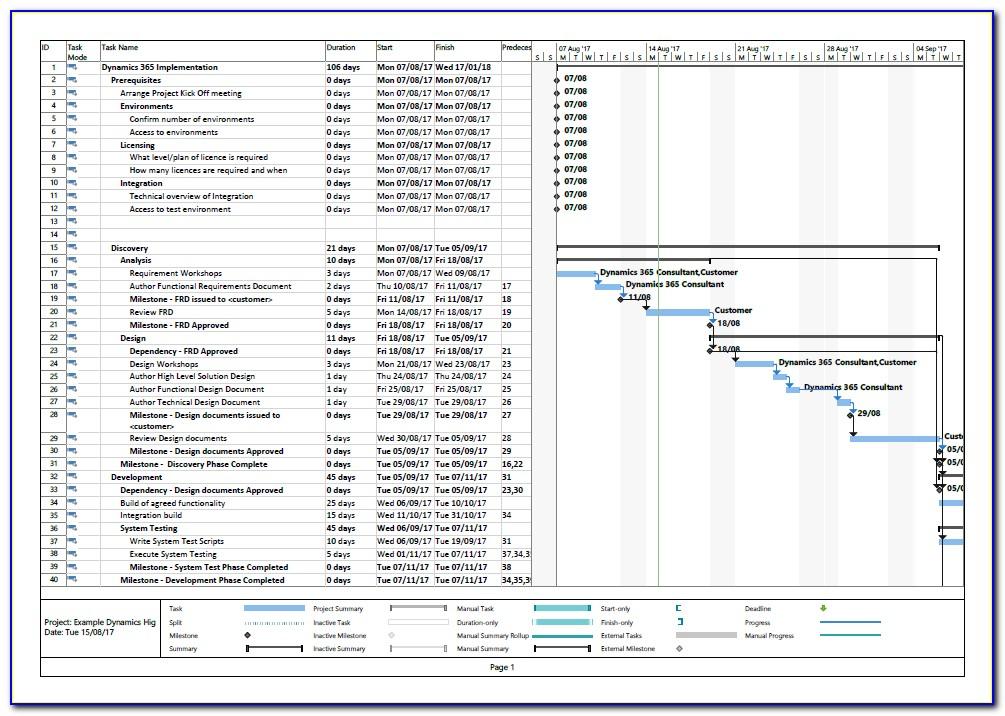 Microsoft Project Timeline Format