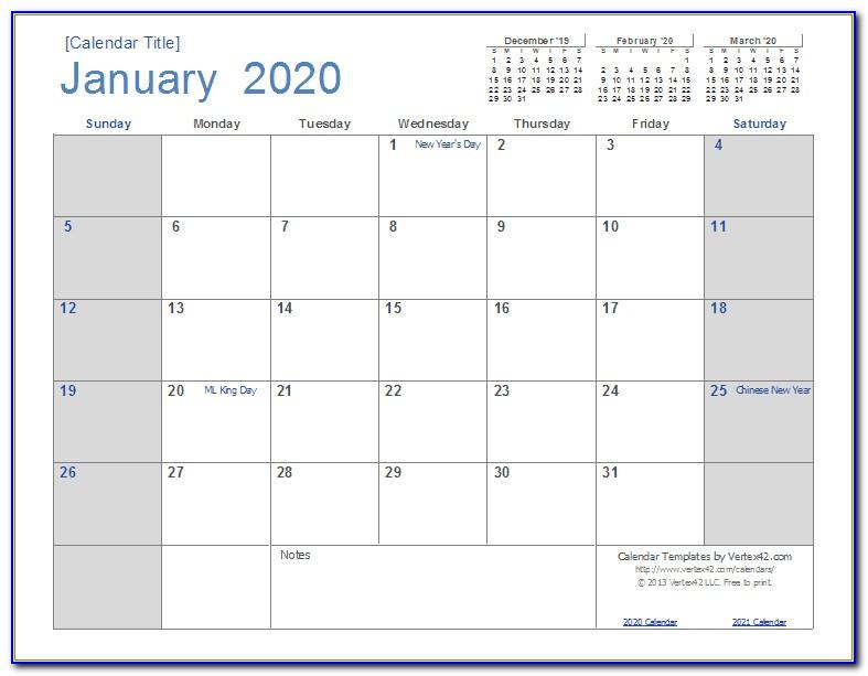 Microsoft Word Calendar Templates 2020
