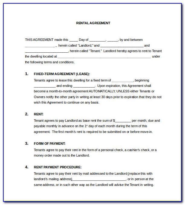 Microsoft Word Templates Lease Agreement
